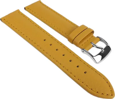 Produktbild von Eulit Fancy Fashion Uhrenarmband Rindsleder genarbt rembordiert gelb, Stegbreite:22mm