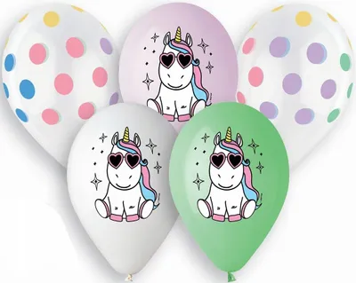 Obrázok produktu pre Héliové balóny Happy Unicorn, 13 palcov, 5 ks.