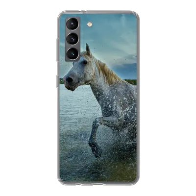Produktbild von MuchoWow® Handyhülle Schutzhülle Hülle für Samsung Galaxy S21 Pferd - Wasser - Tropfen Silikon Softcase Handy Hülle - Softcase