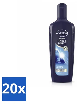 Produktbild von 20 x Andrélon Men Hair & Body Shampoo & Duschgel mit Eukalyptus 300 ml - Vorteilspackung - 20 Stücke