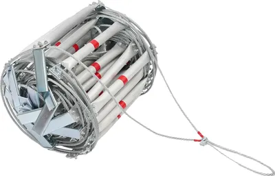Immagine prodotto di Scala di soccorso, portata 200 kg, lunghezza del prodotto 15 m, lunghezza di ogni gradino 30 cm, distanza tra i gradini 40 cm, materiale: acciaio e lega di alluminio