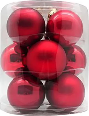 Produktbild von Weihnachtskugeln Ruby Red | Ø 8 cm | 9 Stück | Glas | Glänzend & matt
