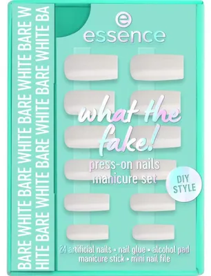Zdjęcie produktu dla Essence what the fake! PRESS ON NAIL, Paznokcie, Biały, Monochromatyczny, 24 szt., Pudełko