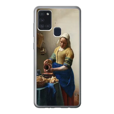 Produktbild von MuchoWow® Handyhülle Schutzhülle Hülle für Samsung Galaxy A21s Das Milchmädchen - Vermeer - Alte Meister Silikon Softcase Handy Hülle - Hartschale