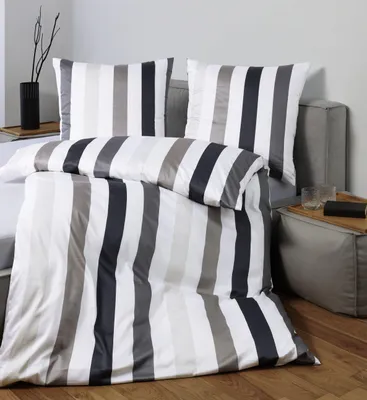 Produktbild von Janine Design Mako-Satin-Bettwäsche-Garnitur 87111 J. D. Farbe grau Größe 155x200+80x80