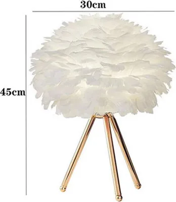 Zdjęcie produktu dla Lampa stołowa LED Feather z przyciskiem Stonowane światło Dekoracyjna lampka nocna na biurko w kolorze złotym
