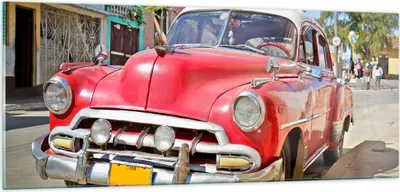 Produktbild von Bilder auf glas - Chevrolet Auto Havanna - 100x40cm - Glasbilder - Wandbilder - Kunstdruck - zum Aufhängen bereit - Wanddekoration aus Glas - Glas Bilder - Wandbild auf Glas - GAB100x40-2411