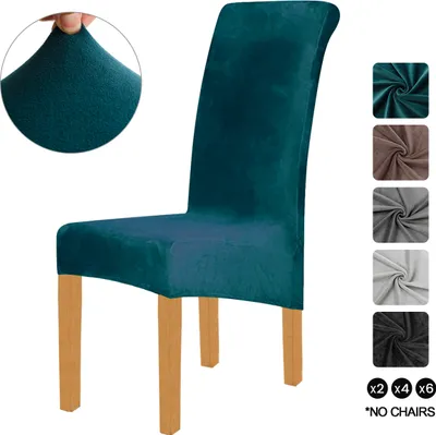 Produktbild von XL Velvet Stretch Esszimmerstuhl Hussen - Elasthan Plüsch Stuhlhussen Solide Großes Esszimmer Stuhl Protector Home Décor