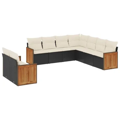 Immagine prodotto di vidaXL Set di divani da giardino da 9 pezzi con cuscini in polirattan nero