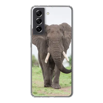 Produktbild von MuchoWow® Handyhülle Schutzhülle Hülle für Samsung Galaxy S21 FE Elefant - Tiere - Gras - Natur Silikon Softcase Handy Hülle - Mobiltelefonhülle