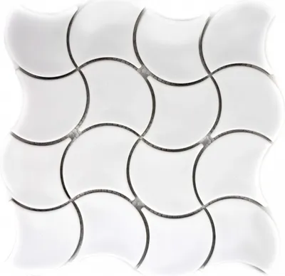 Produktbild von Mosaik Fliese Keramik Fächer weiß glänzend Welle Wandfliesen Badfliese MOS13-FSW01_f | 10 Mosaikmatten