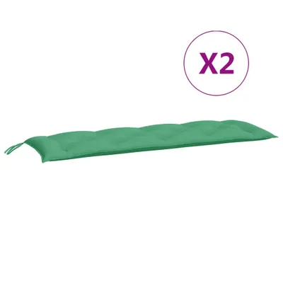 Image de Coussins de banc jardin lot de 2 vert 150x50x7 cm tissu Oxford