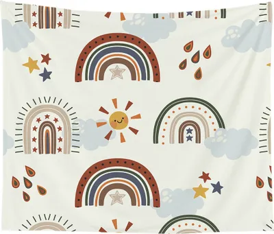 Obrázek produktu pro Domácí duhová tapiserie, boho tapiserie, závěsná dekorace, tapiserie do ložnice, obývacího pokoje, dětského pokoje (150 cm x 130 cm, barva 4)