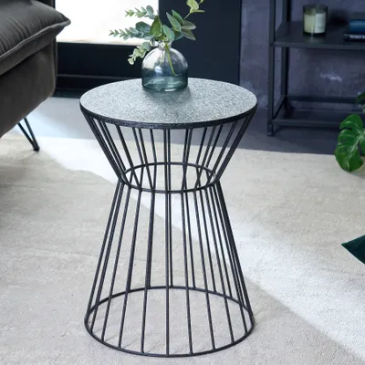 Produktbild von riess-ambiente Runder Beistelltisch VARIATION 45cm schwarz Metallgestell Eisen Couchtisch Tisch