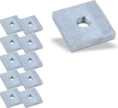 Produktbild von 10x Nutenstein | Gewindeplatte 19x19x4 mm M6 Gewinde mittig | Stahl blau verzinkt