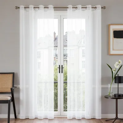 Productafbeelding van Set van 2 transparante gordijnen met oogjes - Moderne gordijnen, 225 x 140 cm