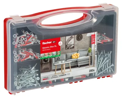 Image de fischer 577158 fischer Meister-Box Wohnraum 577158 Dübel- und Schrauben-Sortiment, 210-teilig