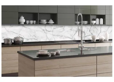 Produktbild von Küchenrückwand Folie selbstklebend WEISSER MARMOR 350 x 60 cm - Klebefolie - Dekofolie - Spritzschutz für Küche -
