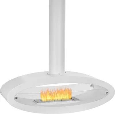 Produktbild von Moritz Ethanol Kamin hängend Weiß – Deckenkamin 186,5 x 112 x 43 cm – 2,5 Liter Bioethanol Kamin mit Echtfeuer – Moderner Designkamin – 28,8 kg