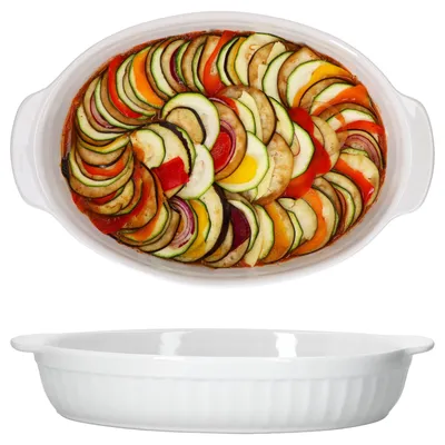 Obrázek produktu pro 2x zapékací mísa oválná s rukojetí velká keramická 36x23,7x6,5cm 1,8L zapékací mísa do trouby