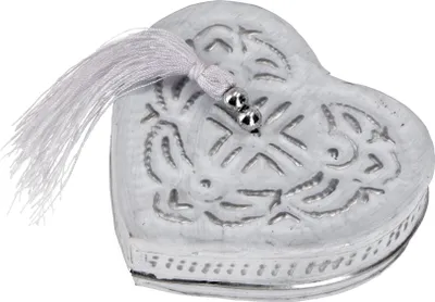 Produktbild von Schmuckdöschen, Schmuckschachtel, Geschenkverpackung in Herzform, Silber-Farben, Metall, Farbe: Weiß, 2,5*8,5*8 cm
