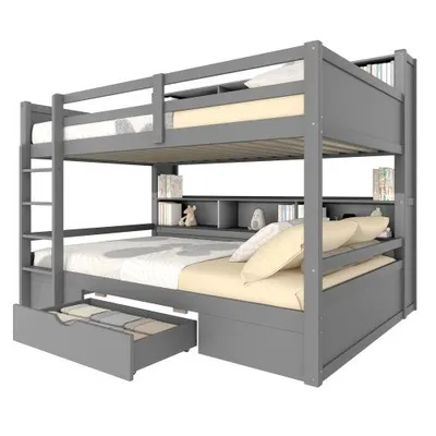 Produktbild von Etagenbett mit 2 Schlafgelegenheiten und Lattenrost, 90x200 cm, Kinderbett, Jugendbett, Kiefer