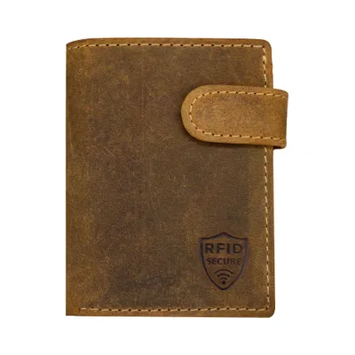 Produktbild von Echtleder Herren Wallet Geldbörse Braun mit RFID‑Schutz, 9 Kartenfach, Münzfach, Geldscheinfach, Loop‑Verschluss