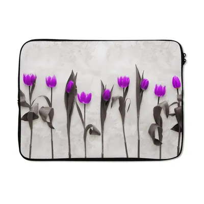 Produktbild von MuchoWow® Laptop Hülle 14 ZollBlumen - Tulpen - Lila Laptoptasche - Laptoptasche - Stoßsicher - Schutzhaube