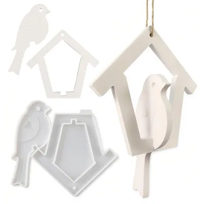 Produktbild von Silikonform Vogel Haus Gießform 18,5x15,3cm – Betonform für Garten | Vogelhaus Form | DIY Frühling Deko