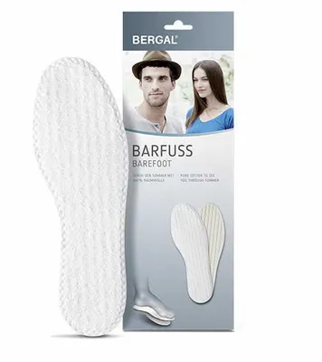 Produktbild von Bergal Barfußsohlen 100% Baumwolle Einlegesohlen Frischesohlen Einlage Gr. 41