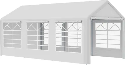 Obrázok produktu pre Outsunny altánok párty stan 3x6m záhradný stan altánok so 4 bočnými stenami okno polyester + kov biela