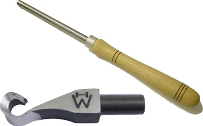 Produktbild von Universalhalter Ø 16mm mit Heft + Wiedemanns gr. gerader Ausdrehhaken Drechsler drechseln woodturning woodturner (SET004)