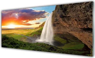 Produktbild von Küchenrückwand aus Glas 125x50cm Spritzschutz Gebirge Wasserfall Natur