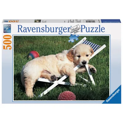 Produktbild von 500 Teile Ravensburger Puzzle Golden Retriever Relax Hund 14179