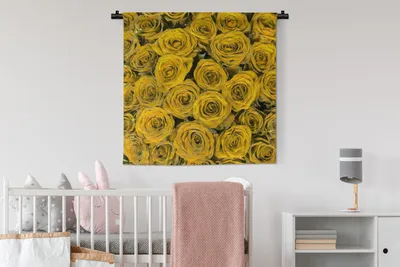 Produktbild von MuchoWow® Wandteppich Wandbehang Rosen - Gelb - Blumenstrauß 90x90 cm Tapisserie Dekoration Wandtuch - Wandaufhänger