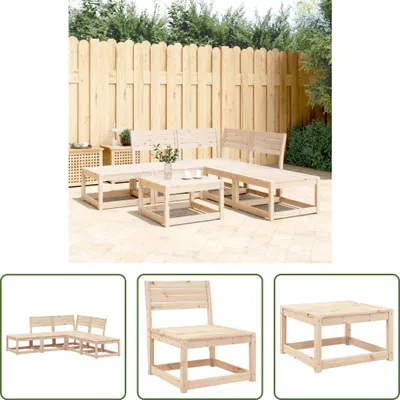 Produktbild von The Living Store 5-tlg. Garten-Sofagarnitur Massivholz Kiefer