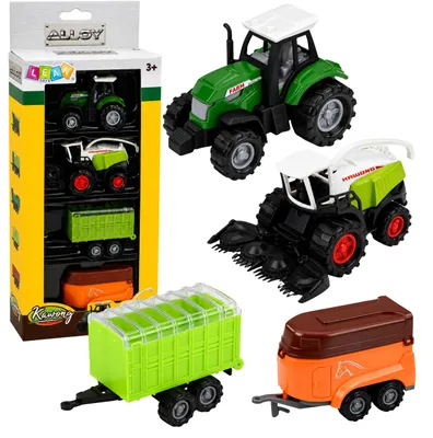 Immagine prodotto di Set di rimorchi per trinciacaricatrici per trattori per veicoli agricoli 1:68 4 pezzi.
