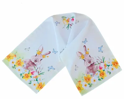 Image de Nappe Chemin de table Impression Lapin de Pâques et jonquilles Pâques 40 x 140 cm