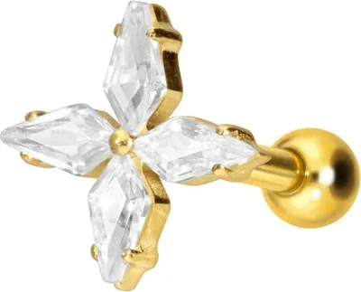 Produktbild von Ohrpiercing Titan Ohrpiercing mit Innengewinde KRISTALLSTERN Gold Stablänge: 6mm