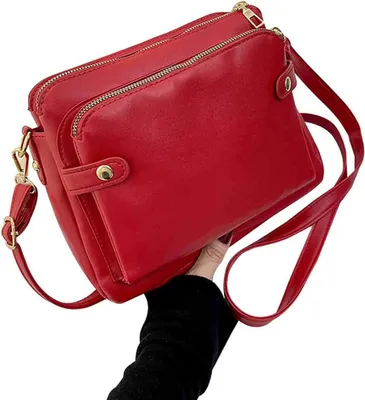 Produktbild von MODFU Damen Schultertasche Abnehmbarer Schultergurt, Handtasche, Shopper Handtasche Damen, Elegant Damen Handtasche, für Büro, Schule, Einkauf, Rot