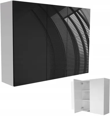 Produktbild von Hängende Badezimmerkommode 110 Schwarz Hochglanz 110x80 (40+30+40)