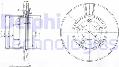 Produktbild von 2x DELPHI Bremsscheibe BG3927 für MAZDA 5 (CR19) 3 (BK) 3 (BL) 5 (CW) 48 5mm