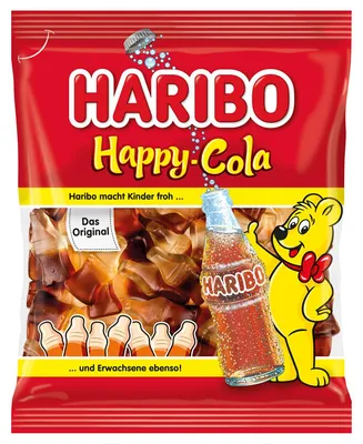 Obrázek produktu pro Haribo Happy Cola, Želatinové fazolky, 175 g, Kola, Modrozelená, Průsvitné, 110 kcal, 25 g
