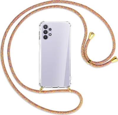 Produktbild von Handykette Backcover-Schutzhülle mit Band (Metall goldfarben) für Samsung Galaxy A32 5G - Rainbow