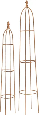 Produktbild von Rankhilfe Metall Rost Obelisk Set Vintage Garten 69/86cm