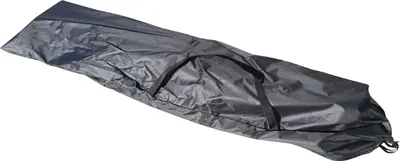 A dark gray bag for storing or transporting a long, thin object, possibly a tent pole or similar item. The bag is lying diagonally on a white background.