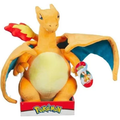Image de Peluche Pokémon Dracolosse, 30 cm, officiellement licenciée, présentée dans une boîte de présentation