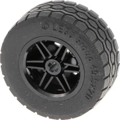 Immagine prodotto di [N] Ruota nera 30,4 mm D. x 20 mm senza fori perni e cerchio rinforzato con pneumatico nero 49,5 x 20 (56145 / 15413)
