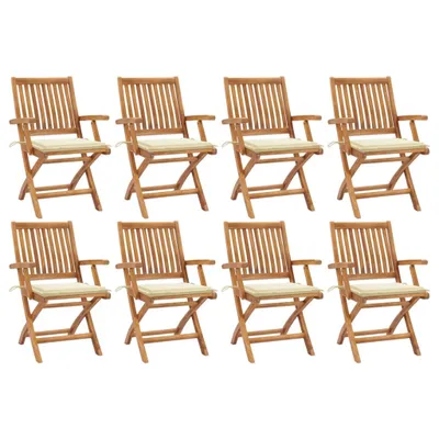 Produktbild von Klappbare Gartenstühle mit Kissen 8 Stk. Massivholz Teak