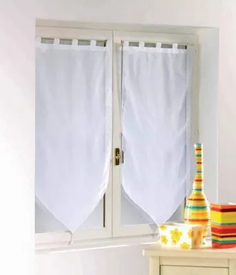 Voile-Gardine, 1 Paar, Polyester, Weiß, 60x120 cm